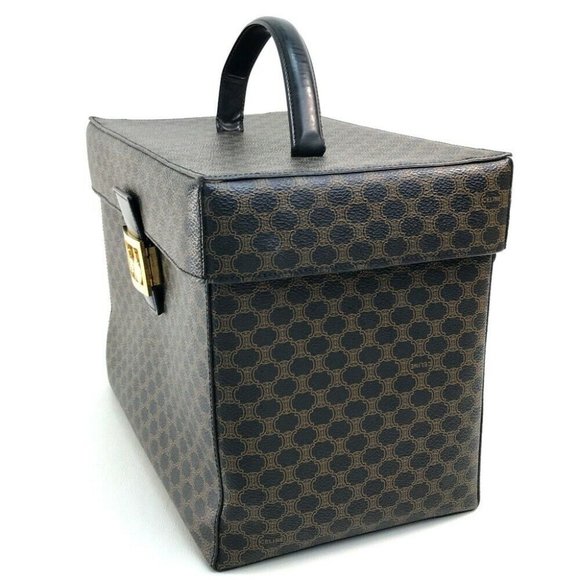 Authentic CELINE Logo Carriage Hardware Macadam Hand Bag Makeup box Vanity bag - Picture 8 of 8